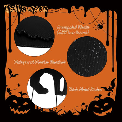 Wlicon 6 PCS Glowing Eyes Black Cat Halloween Yard Signs Halloween Black Cat Decorations Signs with Stakes and Glow-in-The-Dark Eyes Stickers Used for Outdoor Courtyard Lawn Garden Decoration