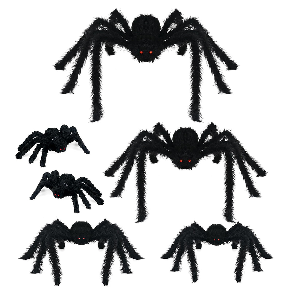 Nirohee Halloween Decorations Outdoor,6 Pack Giant Spider Halloween Party Decor Large Outside Decorations,Scary Spiders with Bendable Legs for Lawn,Yard,Spider Web,Wall,Window