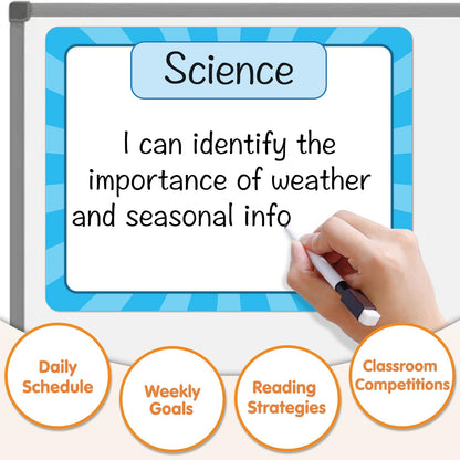 Auchq Magnetic Write ＆ Wipe Paper Organization Chart, Dry Erase Objectives Learning Magnets for Classroom Whiteboard, Great for Classroom Goals Targets, Including 6 Magnets.