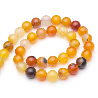 Youngbling Natural Gemstone Beads for Jewelry Making,8mm Amber Agate Polished Round Smooth Stone,Genuine Real Stone Red Beads for Bracelet Necklace 15 Inch(Amber Agate,8mm)