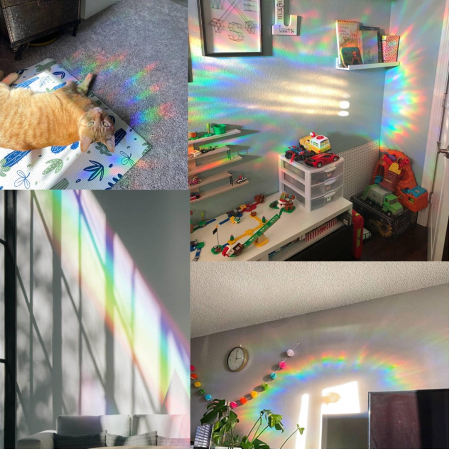 GORGECRAFT 16Pcs 4 Styles Halloween Window Clings Ghost Rainbow Window Decals Non-Adhesive Prism Windows Stickers Suncatcher Anti-Collision Cling to Save Birds from Door Collision Strike for Home
