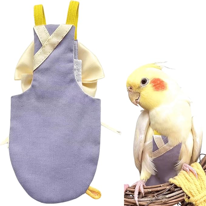 Bird Flight Suits Diapers, Parrot Flight Suits Diapers for Quaker Parakeets Cockatiels Conures Macaw African Grey, Bird Diaper, Parrot Clothes (Purple B,2M)