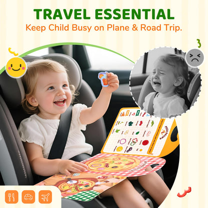 JoyCat Reusable Sticker Book - Stickers for Toddlers, Kids Sticker Activity Book, Travel Toys for Road Trip, Car & Airplane, Educational Learning Gifts for Boys and Girls Ages 3-5 (Pizza-Making)