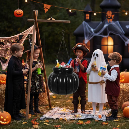 JOINPAYA Halloween Inflatable Cauldron Cooler: 14.9 x 13.7inch Black Beverage Cooler DIY Witches Cauldron Candy Kettle, Drink Holder for Party Photo Prop Decoration