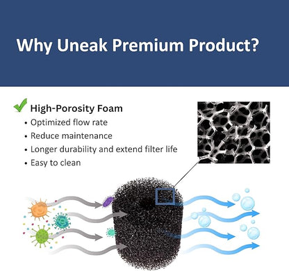UNEAK Medium Aquarium Sponge Filter Fish Tank Silent Filteration Breeding Fry Betta Shrimp Nano Tank Accessories Air Stone 4-inch Airline Tubing up to 20 Gallon