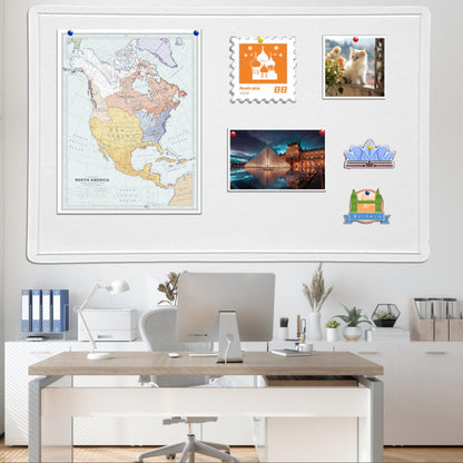 Large Bulletin Board - 60 X 36 inches Decorative Felt Pin Board - 5' x 3' Cork Board Alternative for Wall - Foldable Photo Board Self-Adhesive Vision Board Prayer Board with 30 Pushpins - Warm White