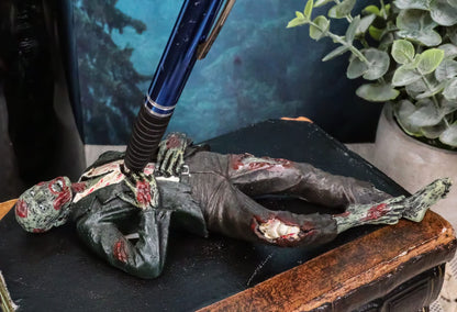 Ebros Gift Walking Dead Walker Hunter Impaled Zombie Pen Holder - 6.75"L Office Desktop Pencil Holder