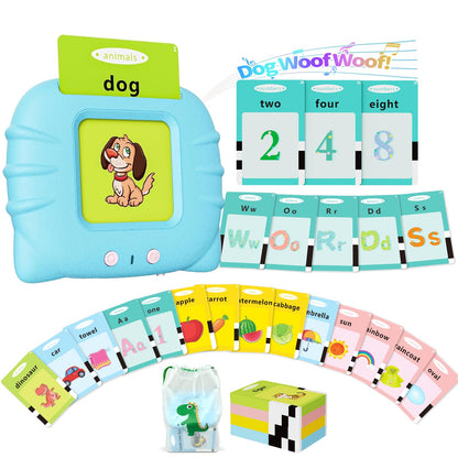 Aullsaty Talking Flash Cards for Toddlers 1-3, Upgraded 248 Sight Words Montessori Speech Therapy Toy, Autism Sensory Educational Learning Toys, Birthday Gift for Boys Girls (Blue)