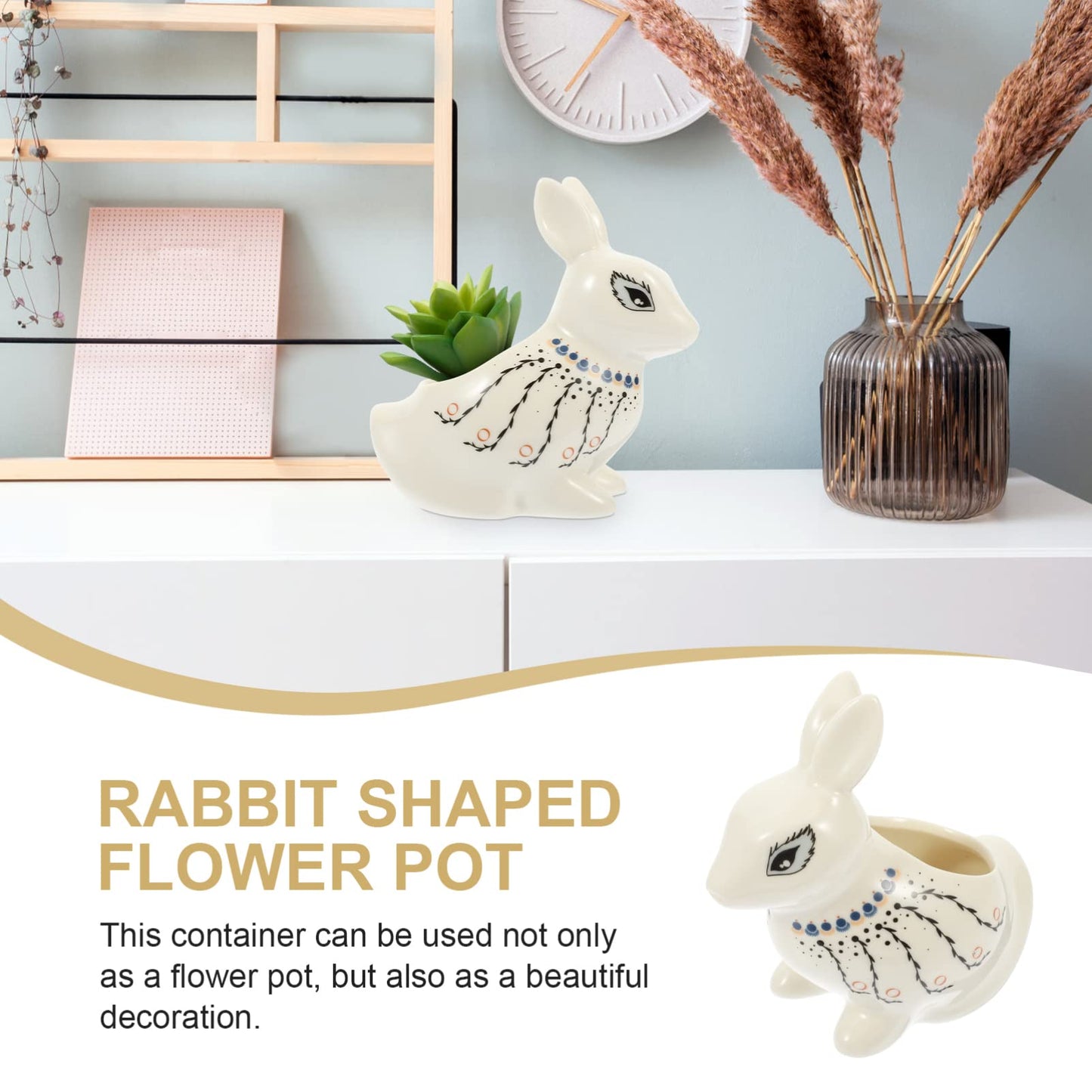 GANAZONO Flower Pots Mini Ceramic Bunny Planter Decorative Cartoon Rabbit Small Flower Pot Succulent Planter for Succulent Plant Cactus Flower Style 2 Animal Succulent Pots