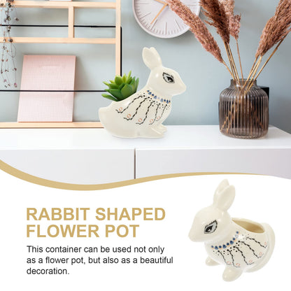 GANAZONO Flower Pots Mini Ceramic Bunny Planter Decorative Cartoon Rabbit Small Flower Pot Succulent Planter for Succulent Plant Cactus Flower Style 2 Animal Succulent Pots