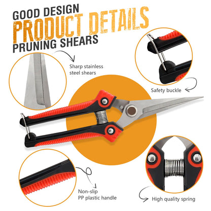 4 Pack Garden Pruning Shears Stainless Steel Clipper Kits, Handheld Garden Trimming Scissors with Sharp Blade Snips Scissors- Gardening Tools for Flowers Plant Branches (Curved & Straight Blade)
