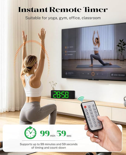 Digital Wall Clock for Classroom, 13" Digital Clock Large Display | Big Led Wall Clocks with Remote Control,Date,Week,Alarm,Temp &DST for Bedroom,Living Room,Gym,Office
