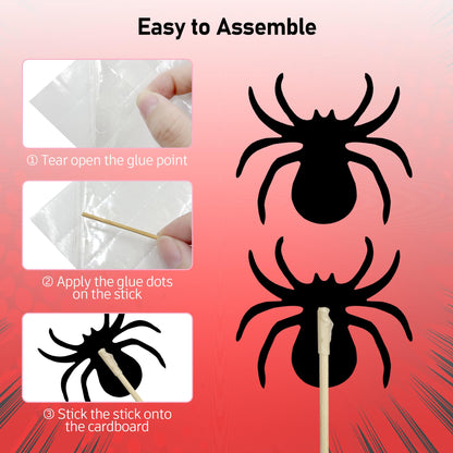 Firleayo 36pcs Spider Cake Topper Spider Web Cake Decoration Spider Themed Cake Decorations Glitter Red Blue Black Balls City Star Cupcake Topper for Boys Men Birthday Party Baby Shower Supplies