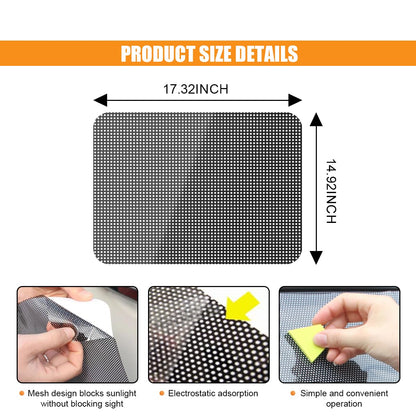4PCS Car Side Window Sunshade, Block UV Rays Car Privacy Protector, Reuseable Static Cling Film Stickers, Washable Car Window Shade for Baby, Window Tint for Most Vehicles