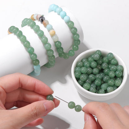 Risyfjew 50PCS 8mm Natural Green Aventurine Beads Gemstone Round Loose Beads for Jewelry Making Chakra Crystal Stone Beads for Bracelets Necklace Earrings Making Supplies (50pcs/Strand)