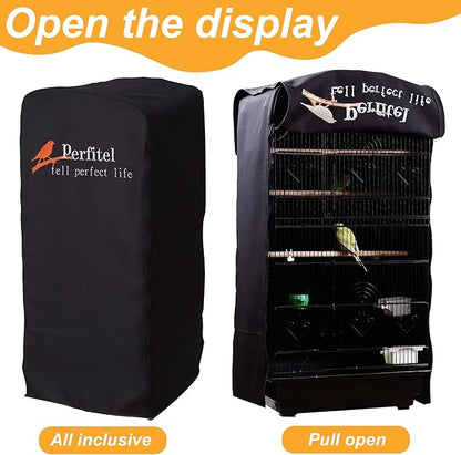 Bird Cage Cover(Black) Good Night Birdcage Cover Black-Out Birdcage Cover Durable Breathable Washable Material… (18.1Lx14.1Wx36H)