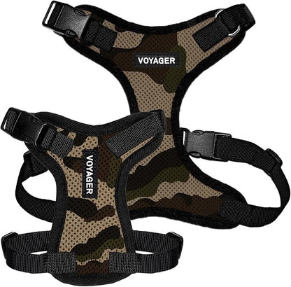 Voyager Step-in Pet Harness - All Weather Mesh, Adjustable Step in Harness for Cats and Dogs by Best Pet Supplies - Army/Black Trim, L