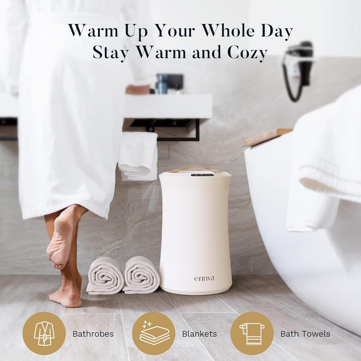 ennva 22L Towel Warmer for Bathroom, Spa, Hotel-Luxury Bath Towel Heater with with Aromatherapy- Electric Bucket Style Towel Steamer-Heat Timer15/30/45/60 Min Adjustable -Fast Heating Hot Towel Warmer