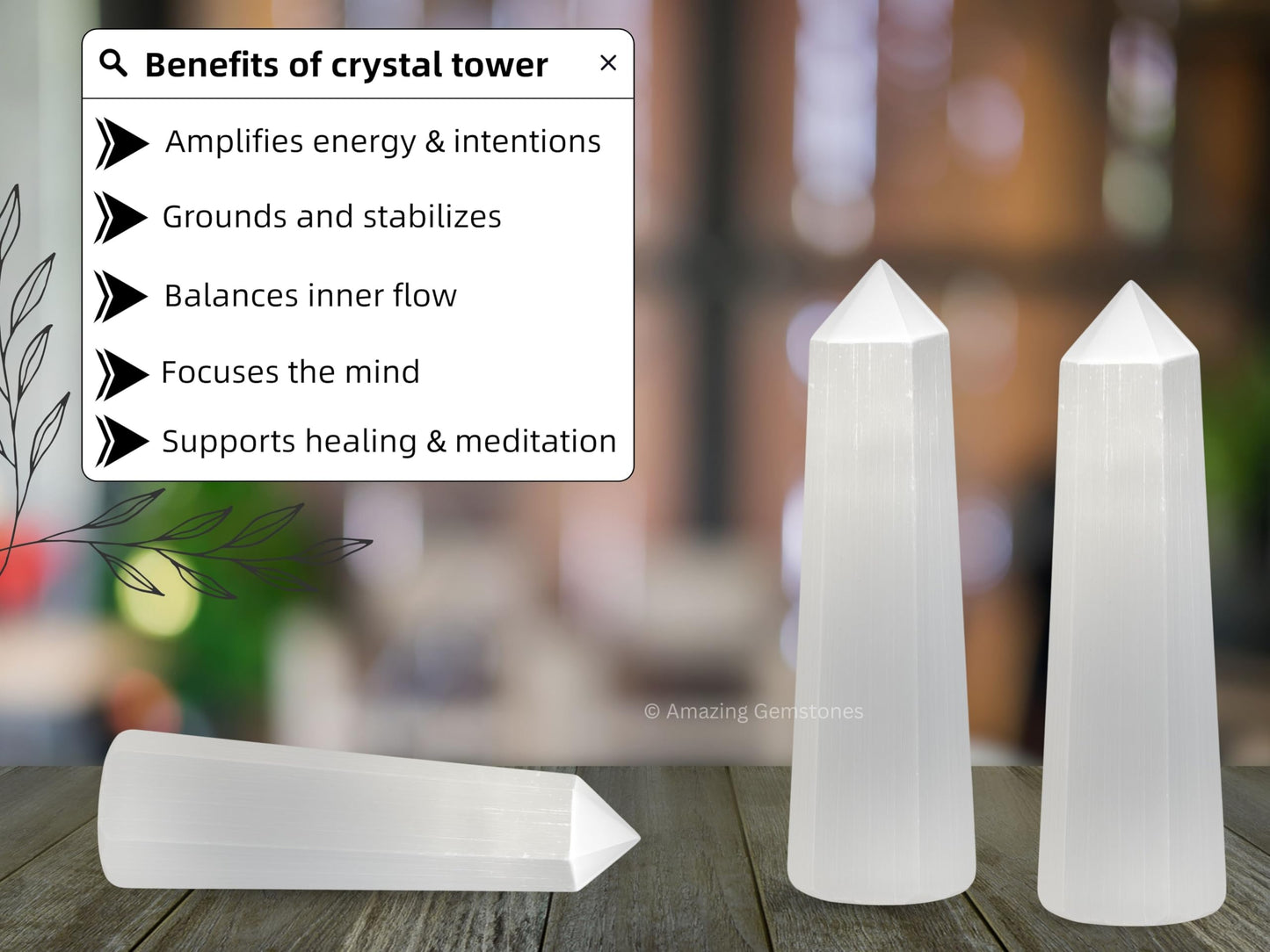 Amazing Gemstone Selenite Crystal Towers - Natural Healing Crystal Point Obelisk for Reiki Healing and Crystal Grid (3" to 4" INCH)