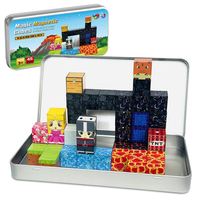 uMadeUs Magnetic Blocks Building Set - Puzzle Cubes as STEM Toys for Kids - Toddlers Sensory Construction Tiles - Ages 3+ Creative Educational Games for Boys and Girls - Magic Portal 100pc Block