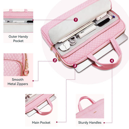 Lausiax 15.6 16 Inch Laptop Bag Case for Women Men Compatible with MacBook Pro M5/HP OmniBook Omen Envy/Dell Pro Inspiron/Lenovo Yoga IdealPad, Messenger Carrying Briefcase Computer Bag Case, Pink