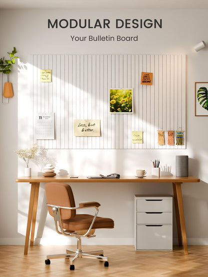Bumusty Large Cork Board Alternative-48 x 36" Felt Bulletin Board Tiles, with 30 Pushpins, 70 Adhesive Tabs, Fine-Stripe 12-Pack, Cork Boards for Office Push Pin Board Felt Board-Milky White
