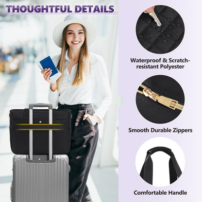 SDYSM Teacher Tote Bag 15.6 inch Laptop Bag Work Bags for Women Nurse Tote Professional Computer Messenger Shoulder Bags Laptop Briefcase for Office, College, Nursing, Black