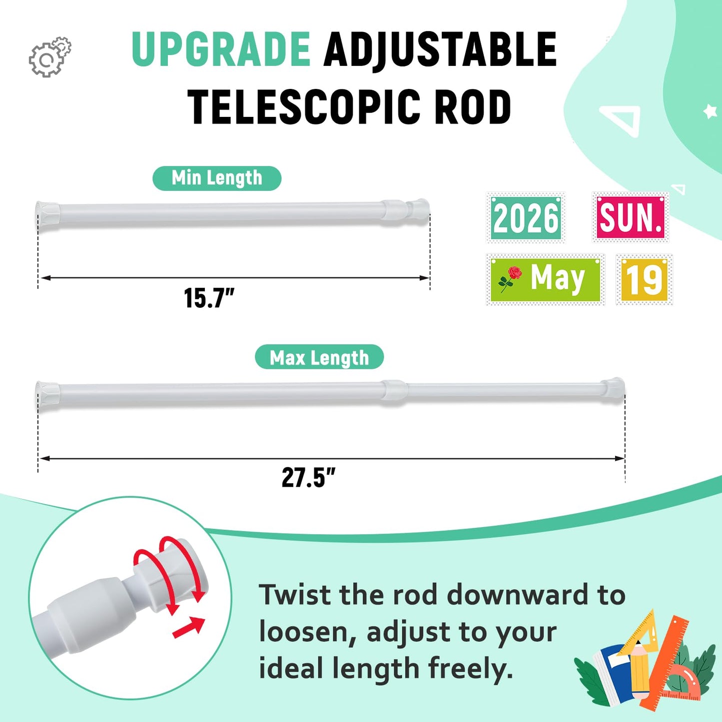 Upgraded 2-in-1 Flip Calendar for Classroom with Magnetic & Adhesive Fixing, Adjustable Magnetic Rod Flip Calendar for Whiteboard, Black and White Classroom Decor Bulletin Board Set (Patterned)