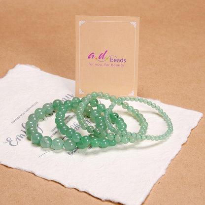 AD Beads Handmade Gemstone Stretch Elastic Bracelet Crystal Healing Reiki Nature's Beauty and Spiritual Essence Unisex (4mm, Green Aventurine (Opportunity))