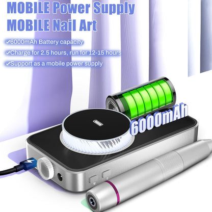 Electric Nail Drill Professional, 50000RPM Electric Nail File Portable Nail Drill Kit 6000mAh Rechargeable Machine for Acrylic Gel Nail, Manicure Pedicure Polishing Nail for Salon Home Purple