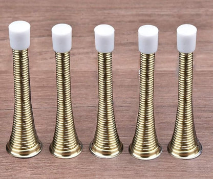 KISEER 16 Pack Spring Door Stops 3 1/4 Inch Flexible Heavy Duty Spring Door Stopper with RustProof Screw Rubber Bumper Tips (Gold)