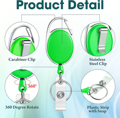 Honoson 30 Pcs Heavy Duty Retractable Badge Reels Batch ID Badge Holder Retractable Clip Bulk Key Holder with Ring for Office Worker Employee, Doctor Nurse Gifts (Cute Color)