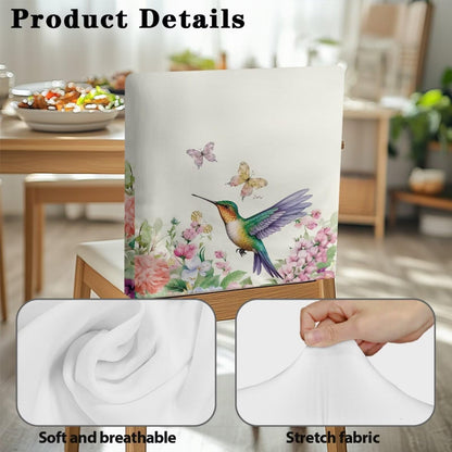Viuacagoru Hummingbird Dining Chair Back Covers Floral Stretchable Back Slipcover Set of 1 Chair Seat Protector