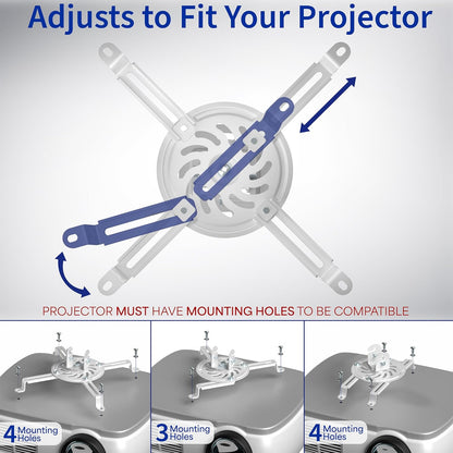 VIVO Universal Extending Ceiling Projector Mount, Height Adjustable Projection, White, MOUNT-VP02W