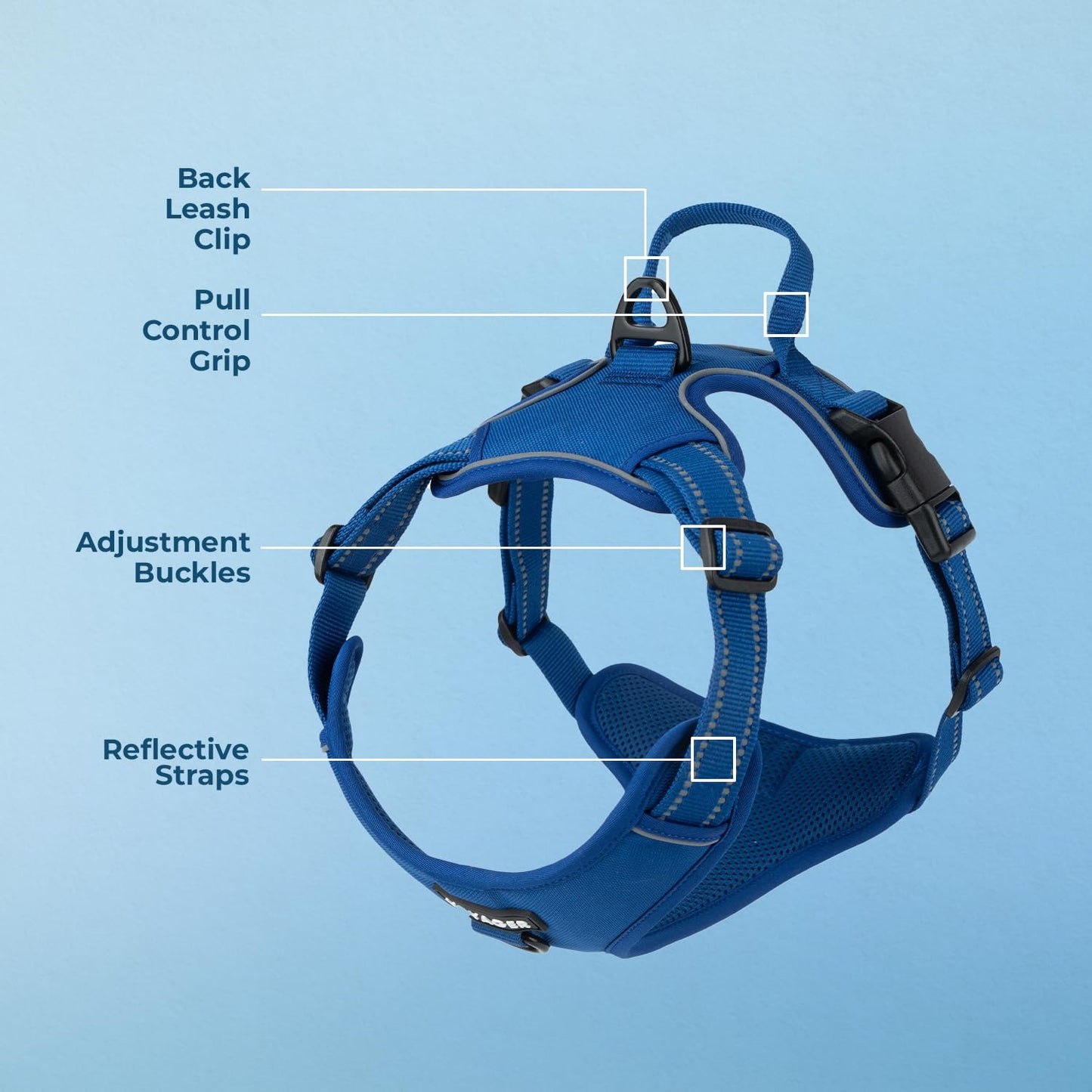 Voyager No Pull Dog Harness for Small Dogs, Dual Leash Attachments, Adjustable Soft but Strong Pet Harness with 3M Reflective Technology, Royal Blue Lattice Nylon, S (Chest: 16-20")