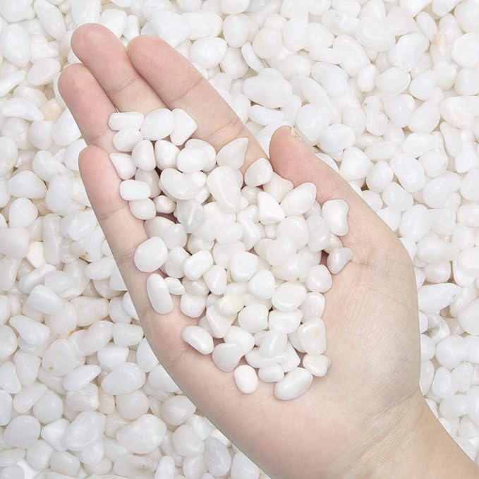 Natural Polished Decorative White Pebbles - 2 LB Small Stones 3/8" Gravel Size,River Rocks Pebbles for Plants, Home DIY Decor,Aquarium Gravel,Vase Fillers,Fairy Garden,Landscaping Outdoor Stones