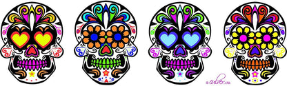 Culver Festive Sugar Skulls Decorated Double Old Fashioned Tumbler Glasses, 13.5-Ounce, Gift Boxed Set of 2 (Frosted)