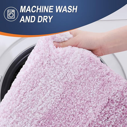 OLANLY Bathroom Runner Rugs Mat 47x20, Extra Soft Absorbent Microfiber Bath Rugs, Rubber Backing, Quick Dry, Long Bath Mats for Bathroom, Tub and Shower, Home Decor Accessories, Pinkish-Purple