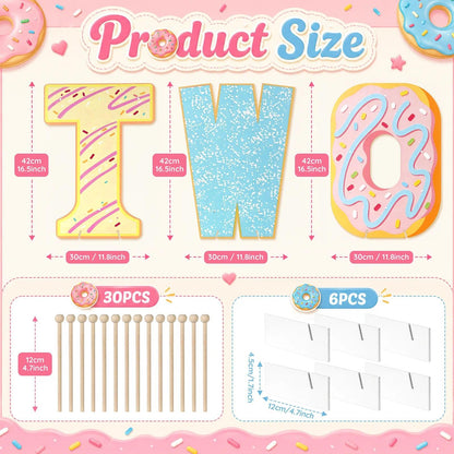 Prospura 3 Pack Donut Wall Display Stand, Two Sweet Theme Donut Board for Dessert Table,Wooden Decorative Doughnut and Bagel Holder for 2nd Anniversary Birthday Party Wedding