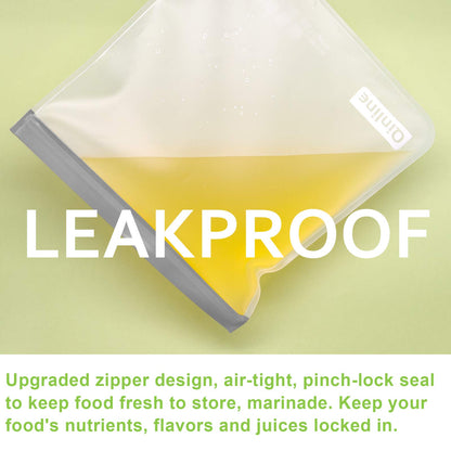 Reusable Food Storage Bags - 24 Pack Freezer Bag, Reusable Bags Silicone, Extra Thick Leakproof Lunch Bag