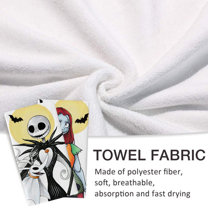Seliem Jack Kitchen Dish Towels Set of 2, Spooky Sally Hand Towels Drying Baking Cooking Cloth Halloween Christmas Gifts, Funny Ghost Skull Moon Bat Home Kitchen Decor 18 x 26 Inch