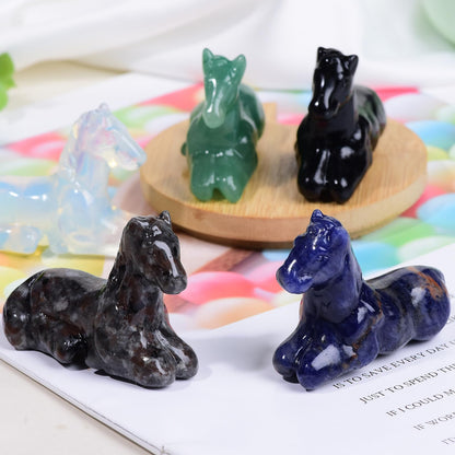 Ytbeoxk 2.2 Inch Opal Horse Crystal Figurines, Hand-Carved Healing Crystals Decor, White Horse Statues Stone Energy Gemstones, in Bedroom Office Meditation Memorial Gifts for Men and Women