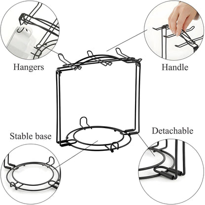 YOLIFE Tea Cup Holder for Countertop, Metal Cup and Saucer Display Stand, Foldable Tea Station Organizer, Espresso Coffee Cups Rack for Home or Bar Decor