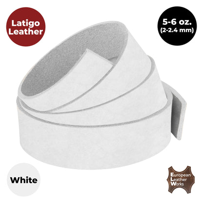 ELW 5-6 oz (2-2.4mm) Latigo Leather Belt Grade Straps | Size: 0.5"x50" (1.3x127cm) | White | Full Grain Cowhide, Heavy Duty Holsters, Sheathes, Harness, Saddle, Guitar Straps, Crafts