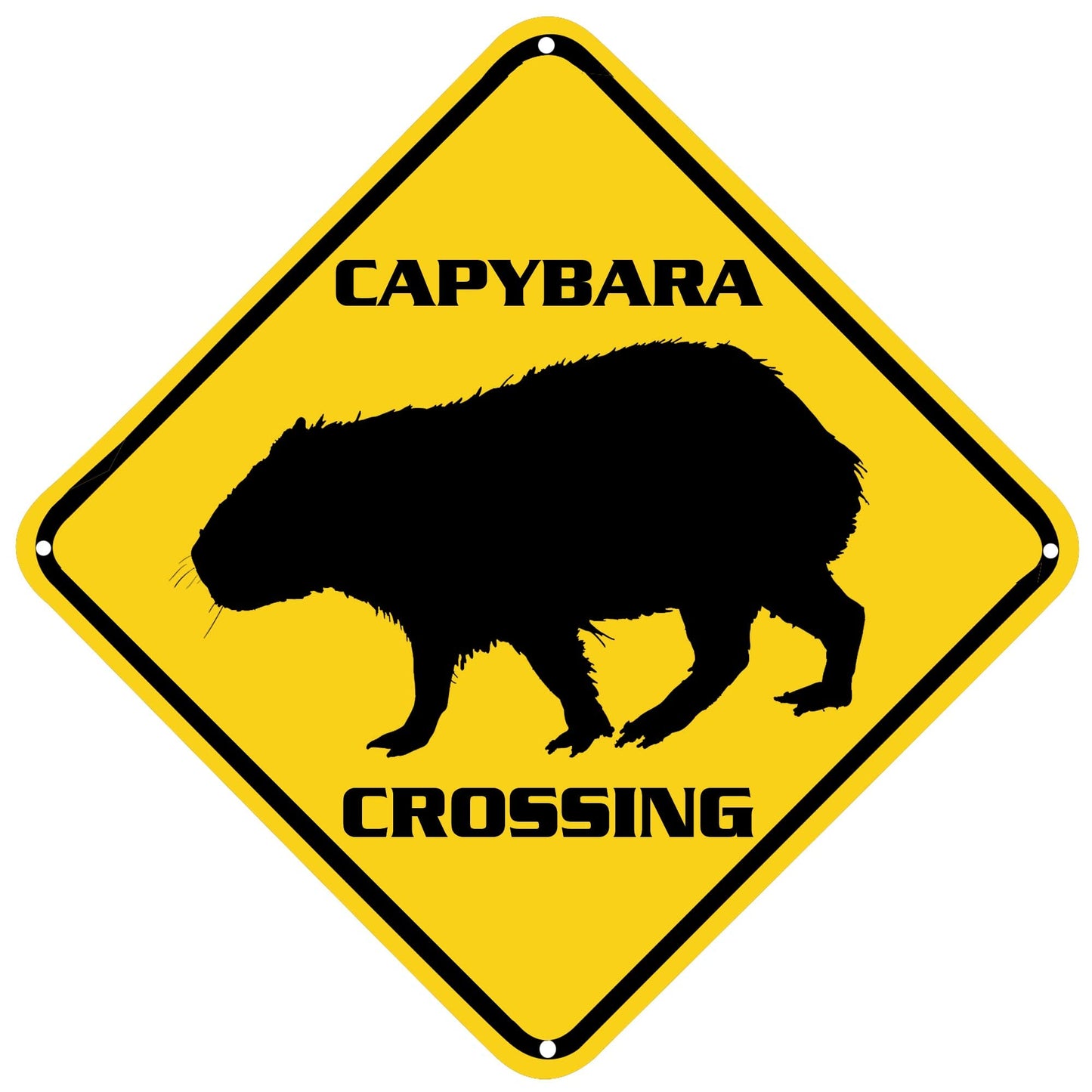ZMEIZ Capybara Crossing Warning Sign Capybara Animal Caution Yellow Wall Art Decorative Decor For Fence Home Farmhouse Yard Road Quality Metal Sign 12x12 Inches