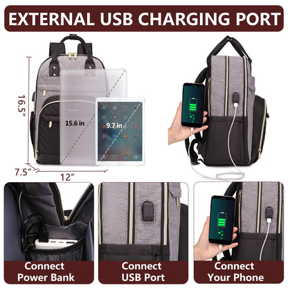 bagswan Laptop Backpack for Women/Men, Fits 15.6 Inch Laptop Bag, Fashion Travel Work Anti-theft Bag, Business Computer Waterproof Backpack Purse, Grey Black