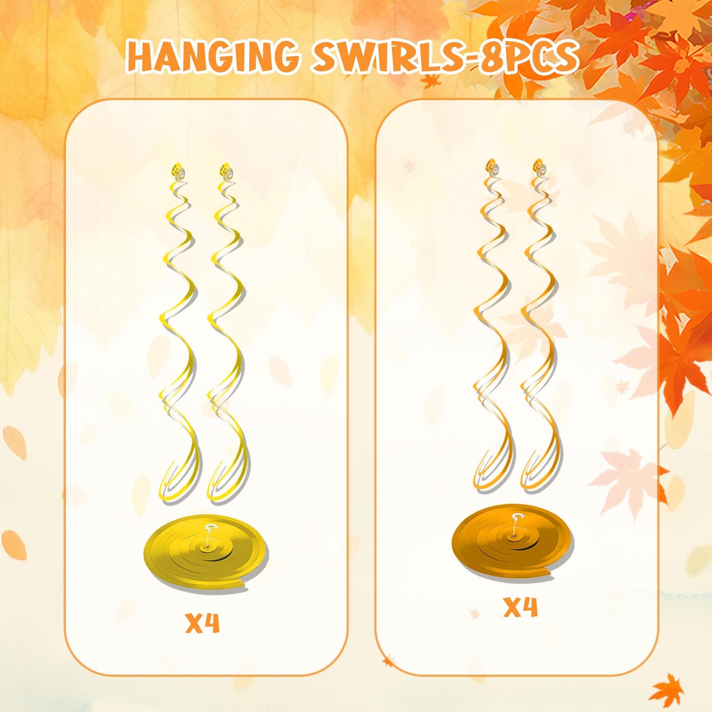 YQUQWN 48 PCS Fall Party Decorations Hanging Swirls, NO DIY Harvest Festival Decorations Autumn Party Supplies Thanksgiving Hanging Ceiling Decorations for Home Office Classroom Holiday Decoration
