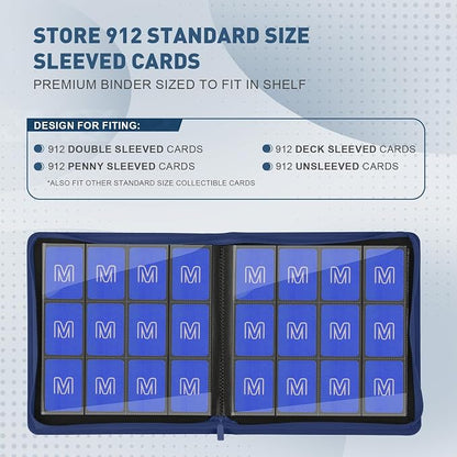 Premium Card Binder 12 Pocket for 720 Pockets Trading Card Binder, PU Zipper Card Collection Album, Sturdy Side-Loading Card Book Holder for MTG, TCG, Game Cards, Sports Cards