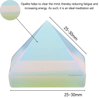 Amazing Gemstone Opalite Pyramid Crystal Healing Stones - 1" Great Pyramid Figurine of Natural Stone Pyramid for Meditation, Reiki, Chakra Balancing and Crystal Pyramids Grid