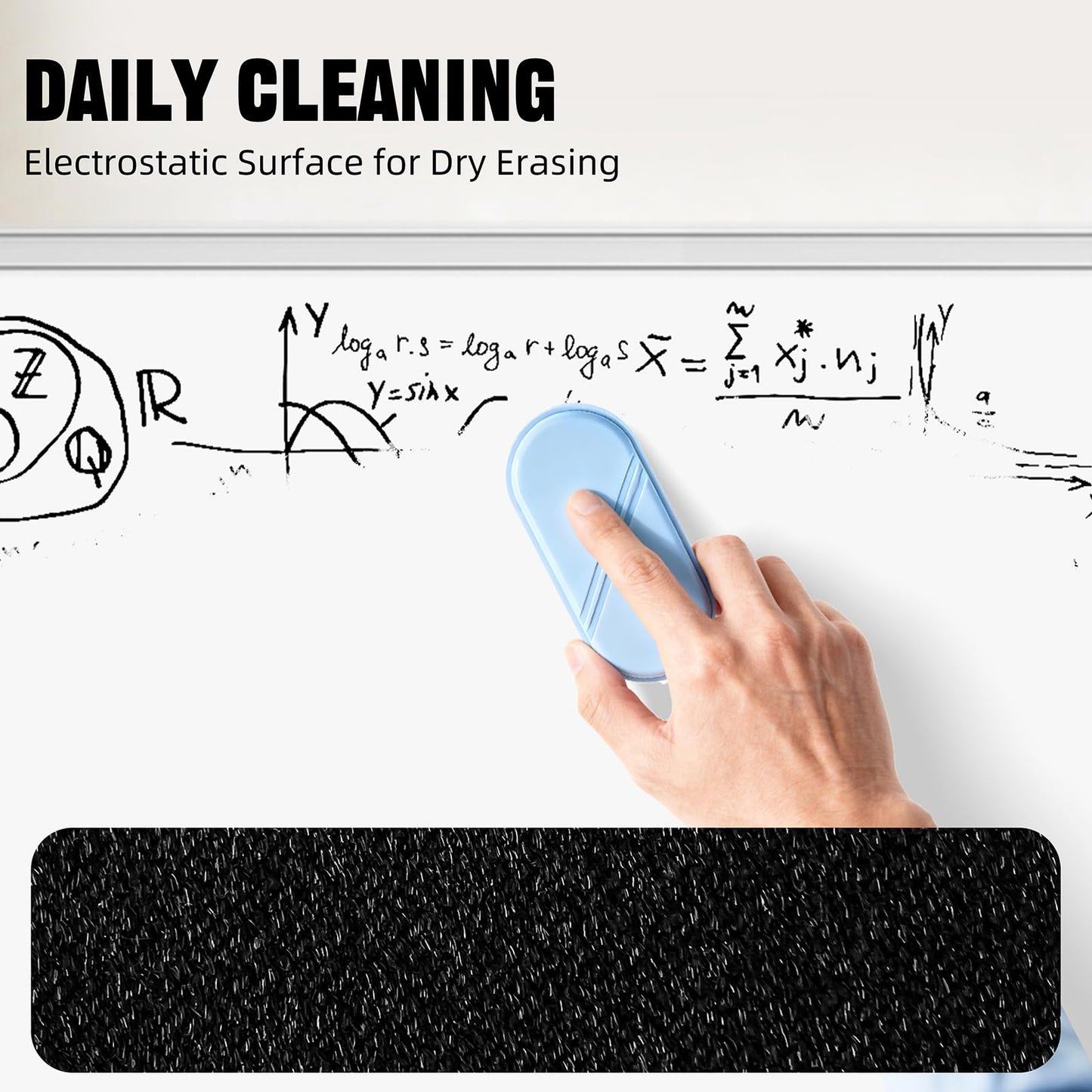 FUNISKETCH Dry Erase Eraser, Detachable Magnetic White Board Erasers - 2 Pack,Glass Board Glass Whiteboard Eraser for Office and School Supplies (Blue)